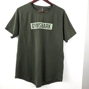 Gymshark Mens Casual Logo Shirt Green Stretch Workout Athletic Tee XXL Big Tall